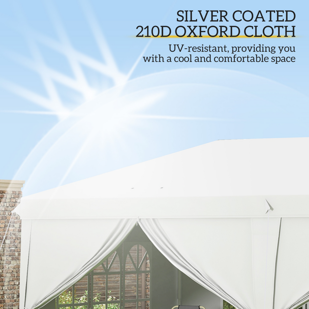 Outsunny 3 x 6m Pop Up Gazebo Height Adjustable Party Tent w/ Storage Bag Black
