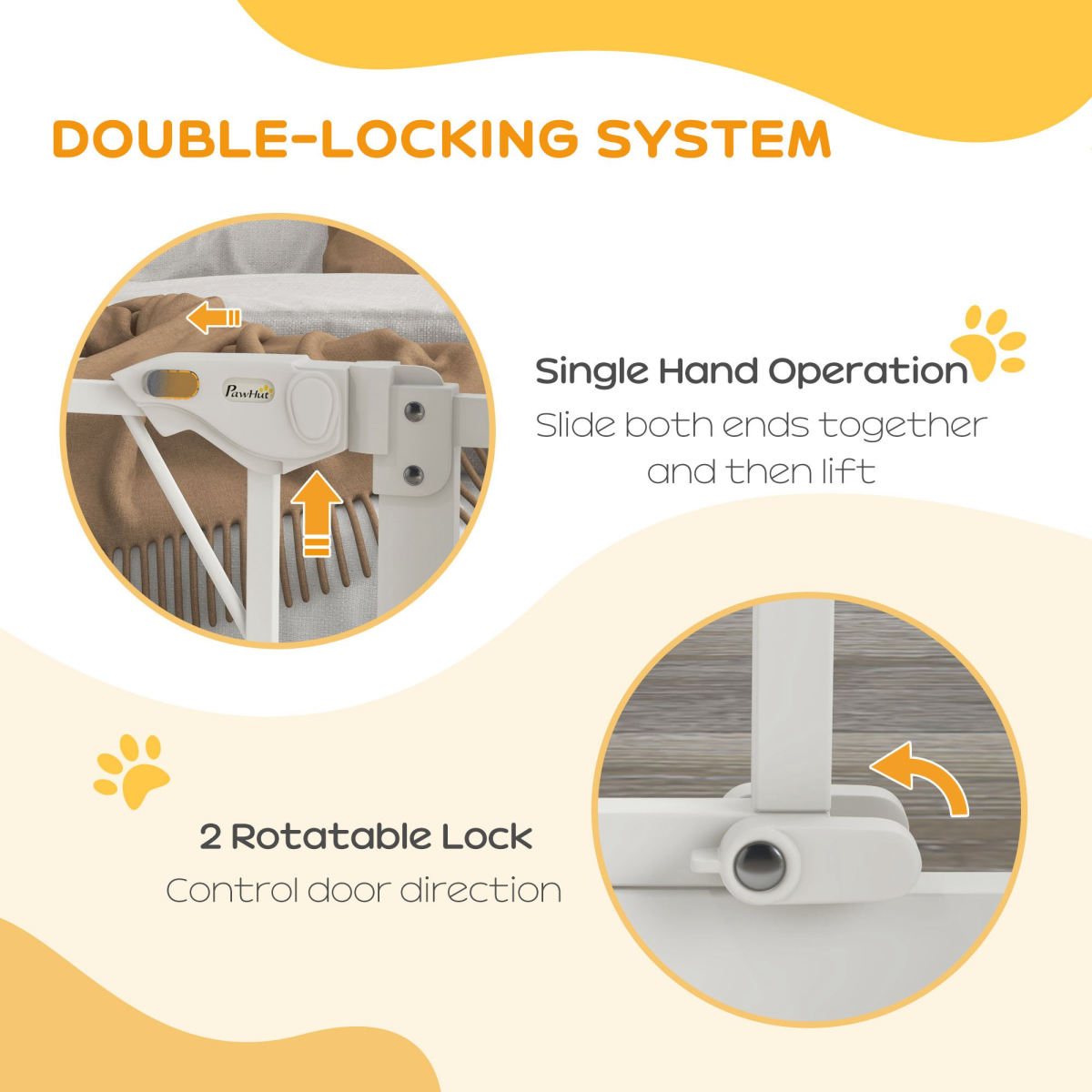 Pressure Fit Safety Gate with Auto Closing Door, Double Locking, Openings 74-80cm