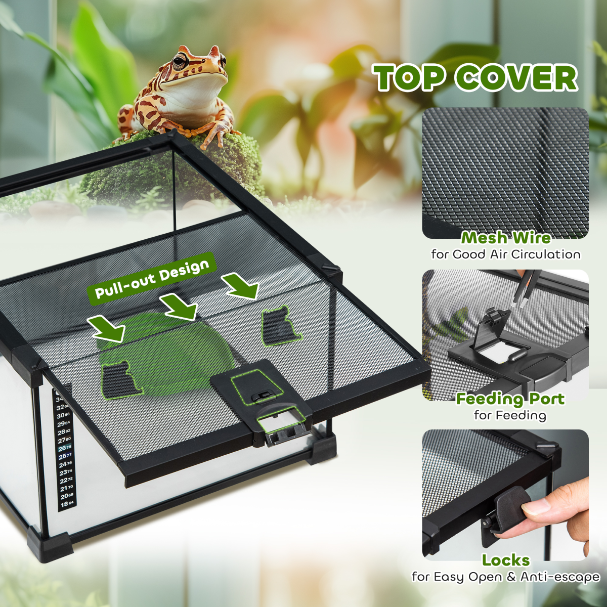 Glass Reptile Terrarium Habitats for Lizards, Frogs, Snake PawHut