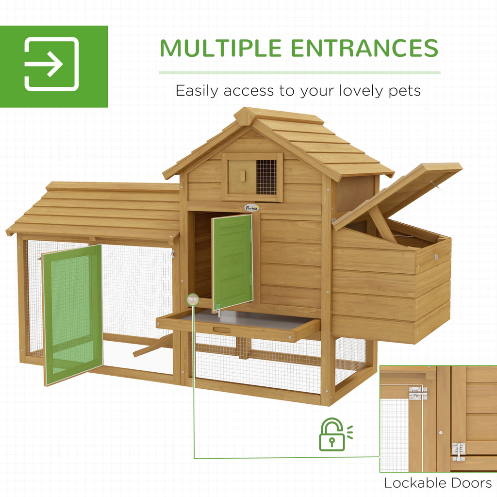 Small Chicken Coop Hen Cage Nesting Box Outdoor Run Wood Color 150.5 x 54 x 87cm
