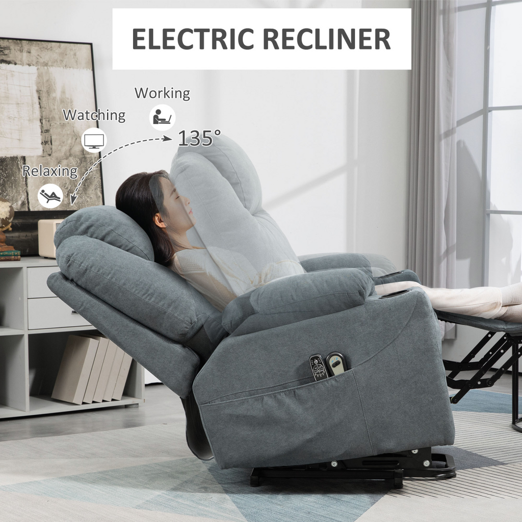 HOMCOM Lift Chair with Vibration Massage, Heat, Easy Assembly, Grey