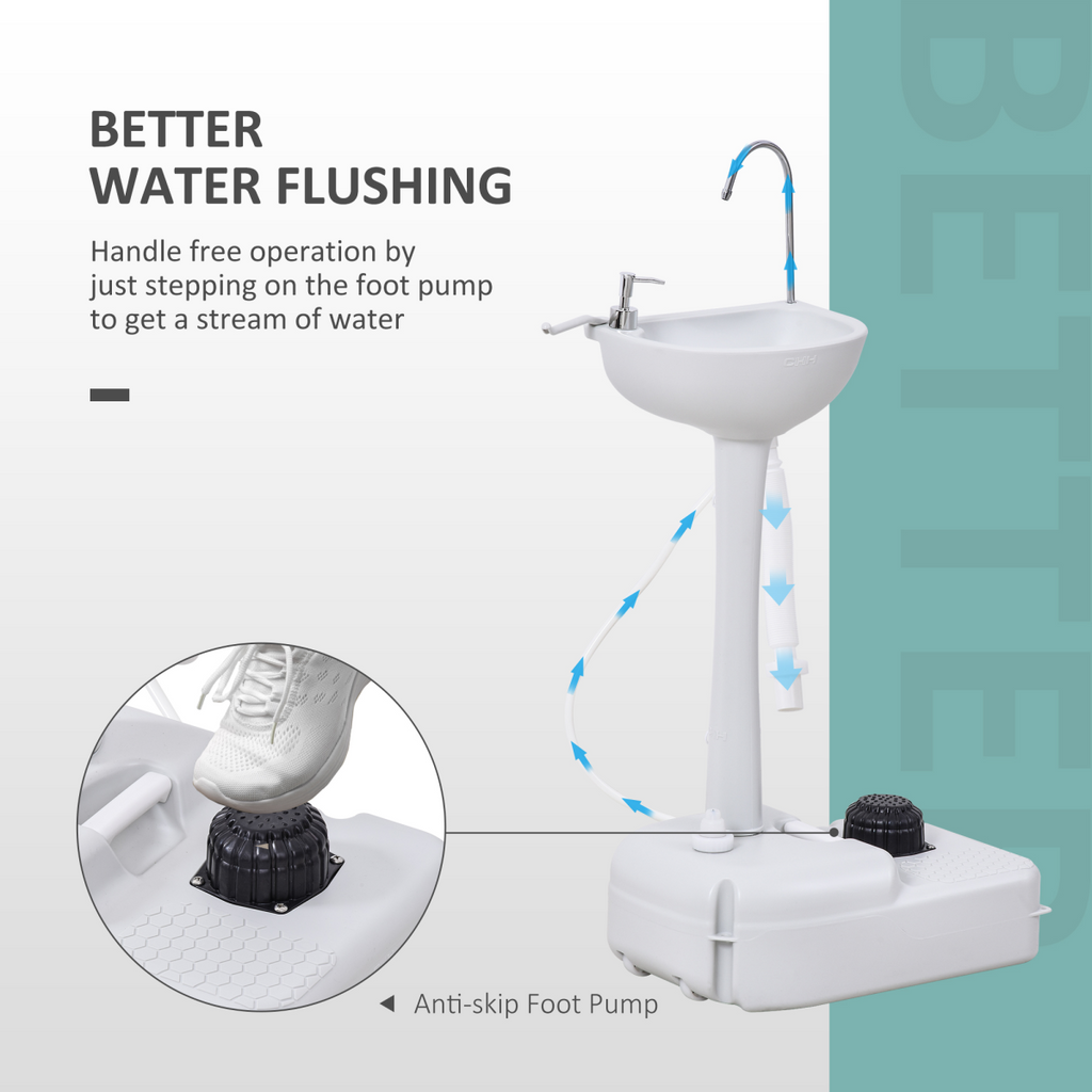 Portable Camping Sink with Towel Holder & Soap Dispenser Hand Wash Outsunny