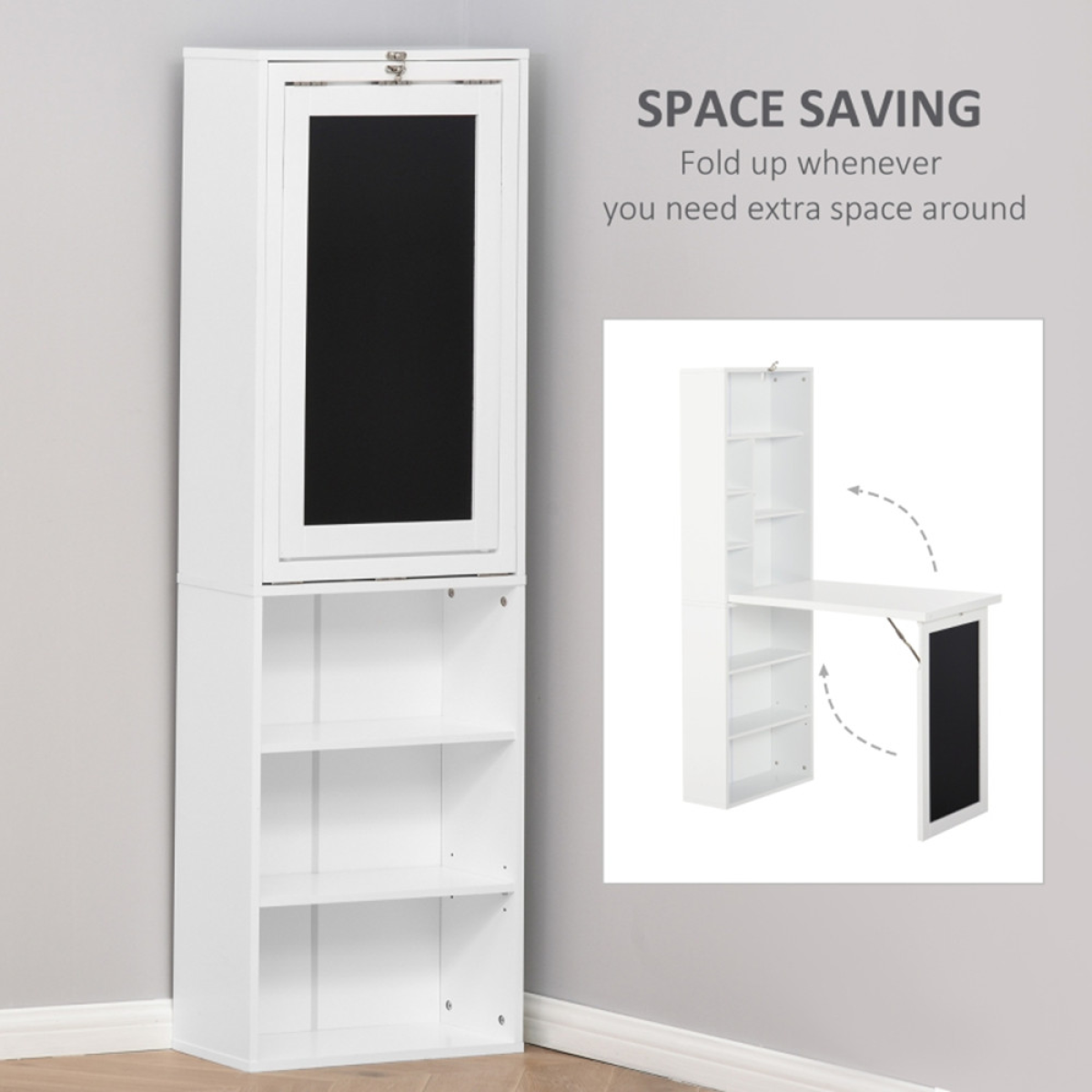 Wall Mount Desk Cabinet  38.5" W x 20" D x 60.25" H