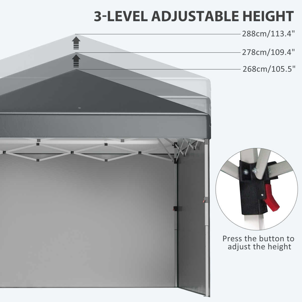 3 x 3 (M) Pop Up Gazebo Event Shelter with 2 Sidewalls, Weight Bags, Dark Grey