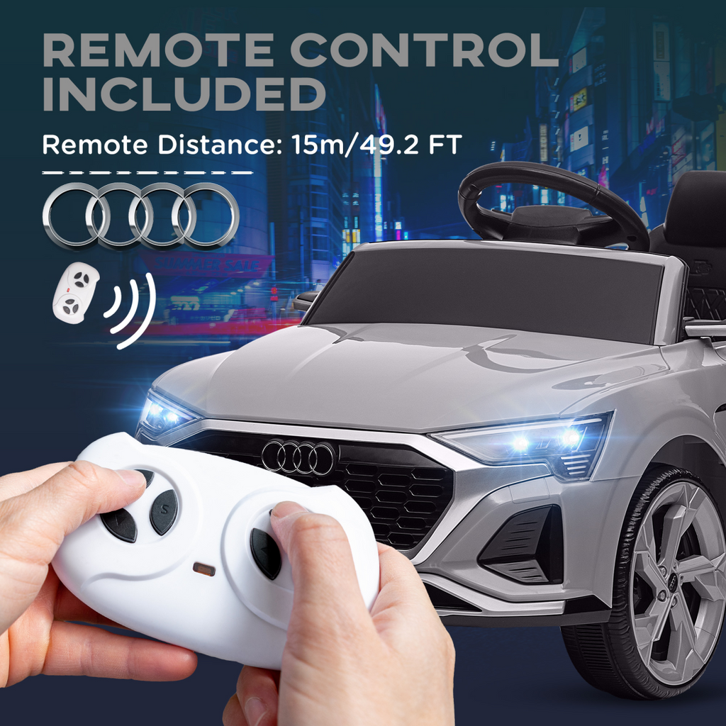 AIYAPLAY Audi Q8 e-tron Sportback Kids Electric Car with Remote - Grey