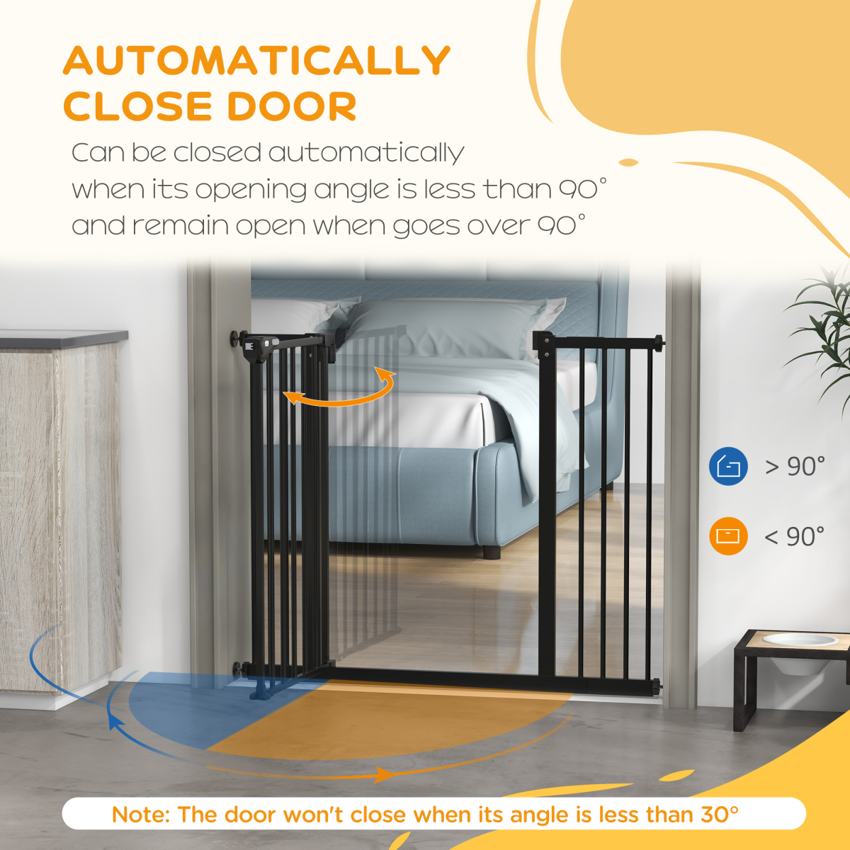 PawHut Adjustable Safety Gate with 2 Extensions and Four Adjustable Screws, Black