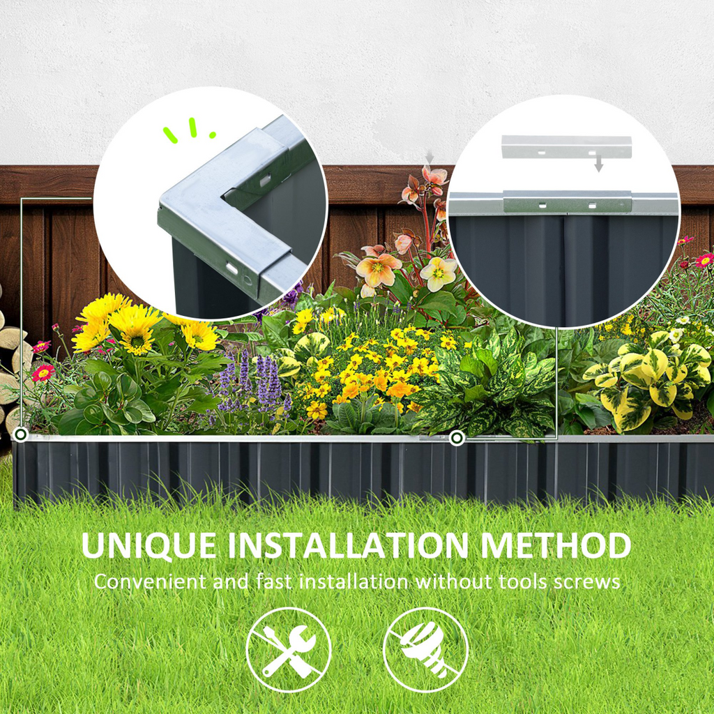 Metal Raised Garden Bed Steel Planter Box A Pairs of Glove 258cmx90cm
