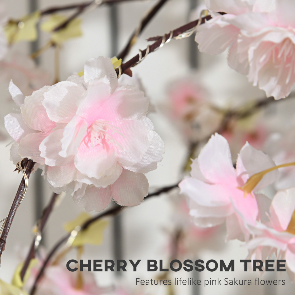 HOMCOM 180cm Cherry Blossom Tree Light with 350 LED Lights Fake Sakura Tree