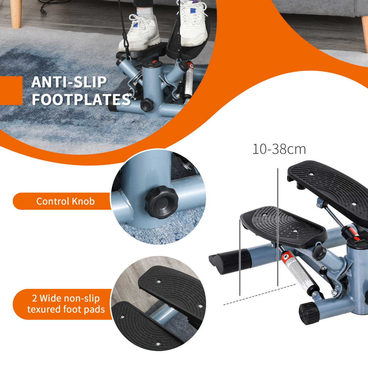 Mini Stepper Step Machine with Cushion Mat for Leg Arm Full Body Training HOMCOM