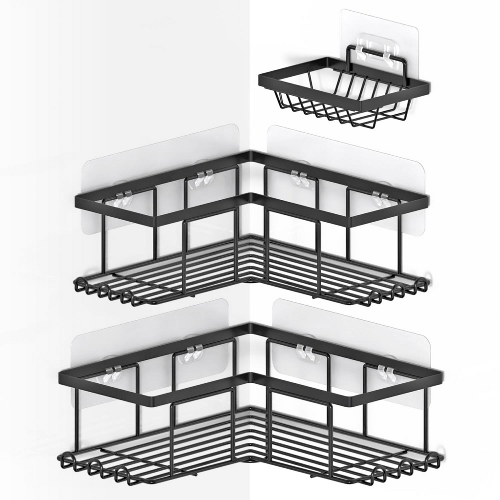 Vinsani 3pc BLACK SHOWER CADDY