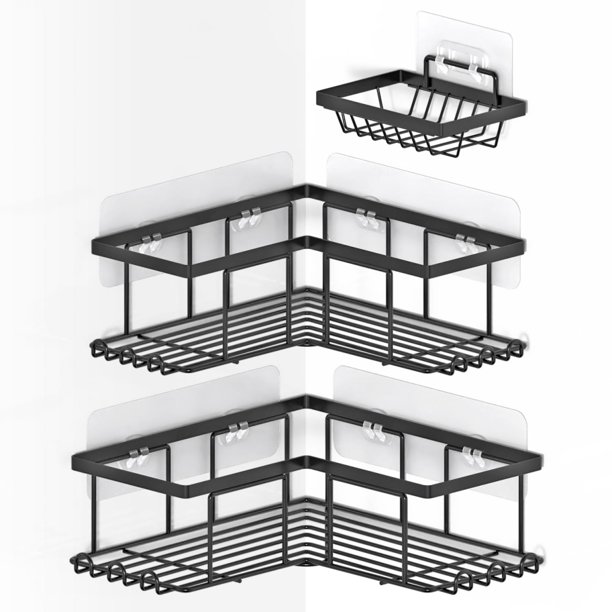 Vinsani 3pc BLACK SHOWER CADDY