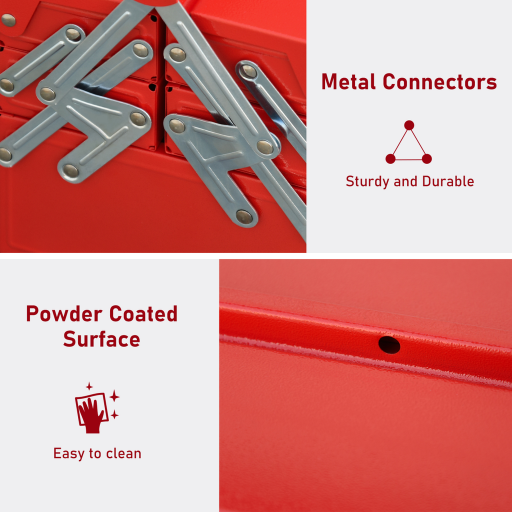 Red Steel Cantilever Tool Box with 5 Trays – 45cm