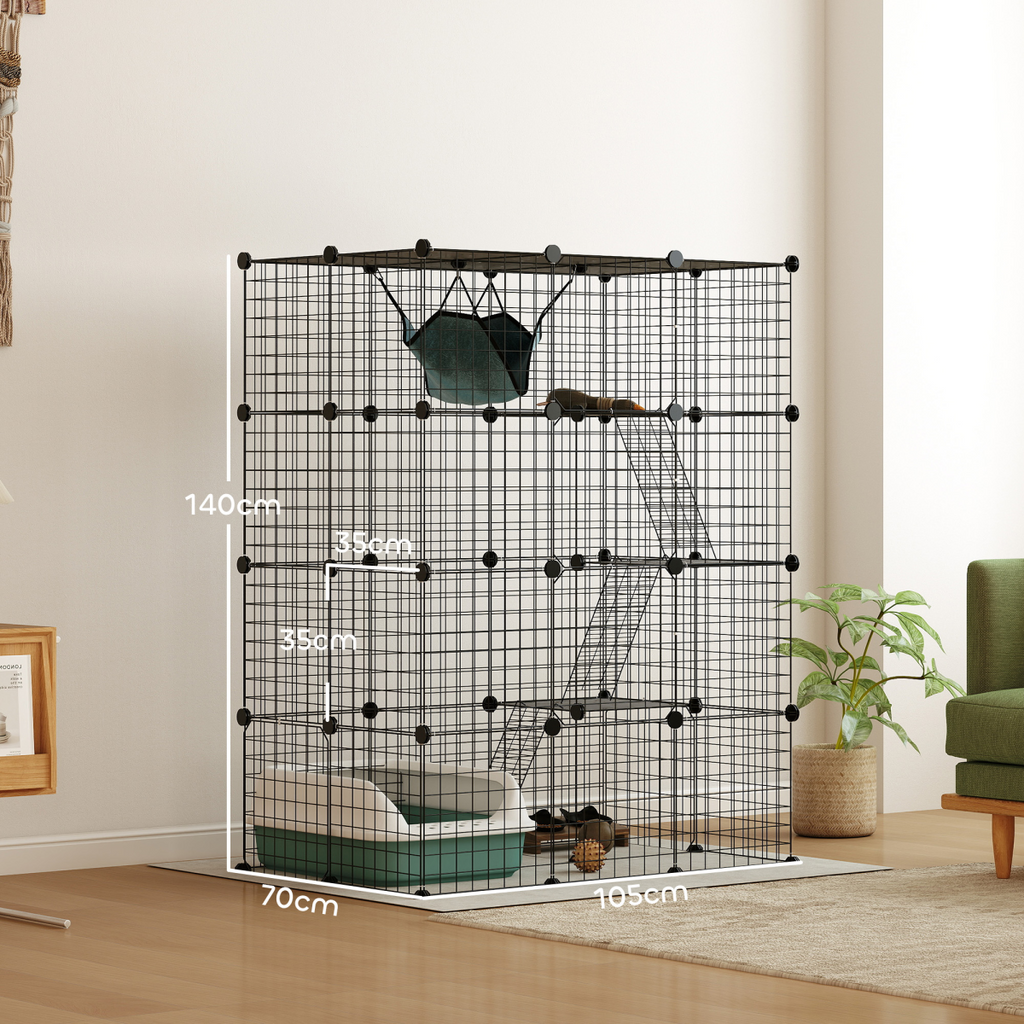 Customisable Cat Playhouse - Four-Tier Design for Up to Three Cats