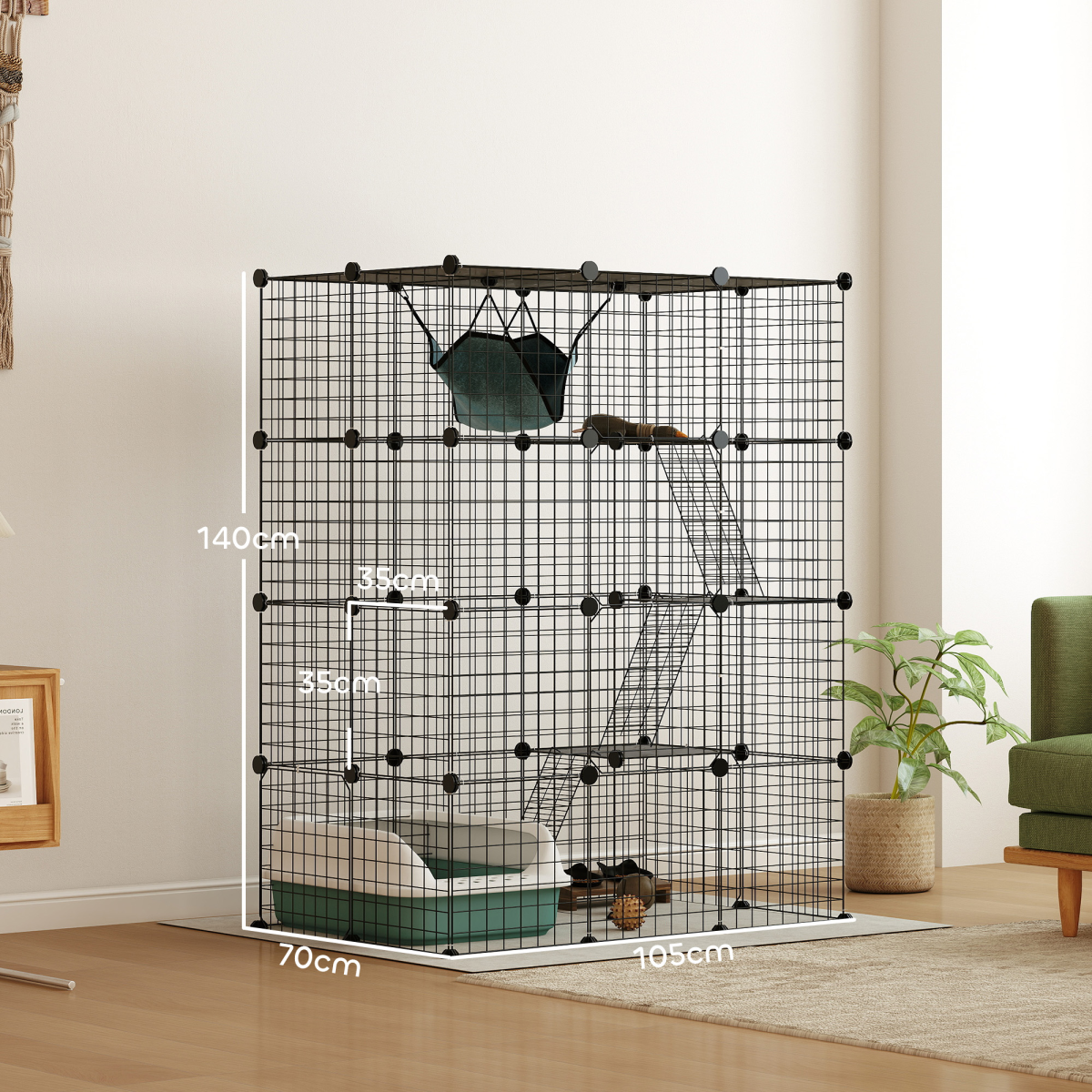 Customisable Cat Playhouse - Four-Tier Design for Up to Three Cats