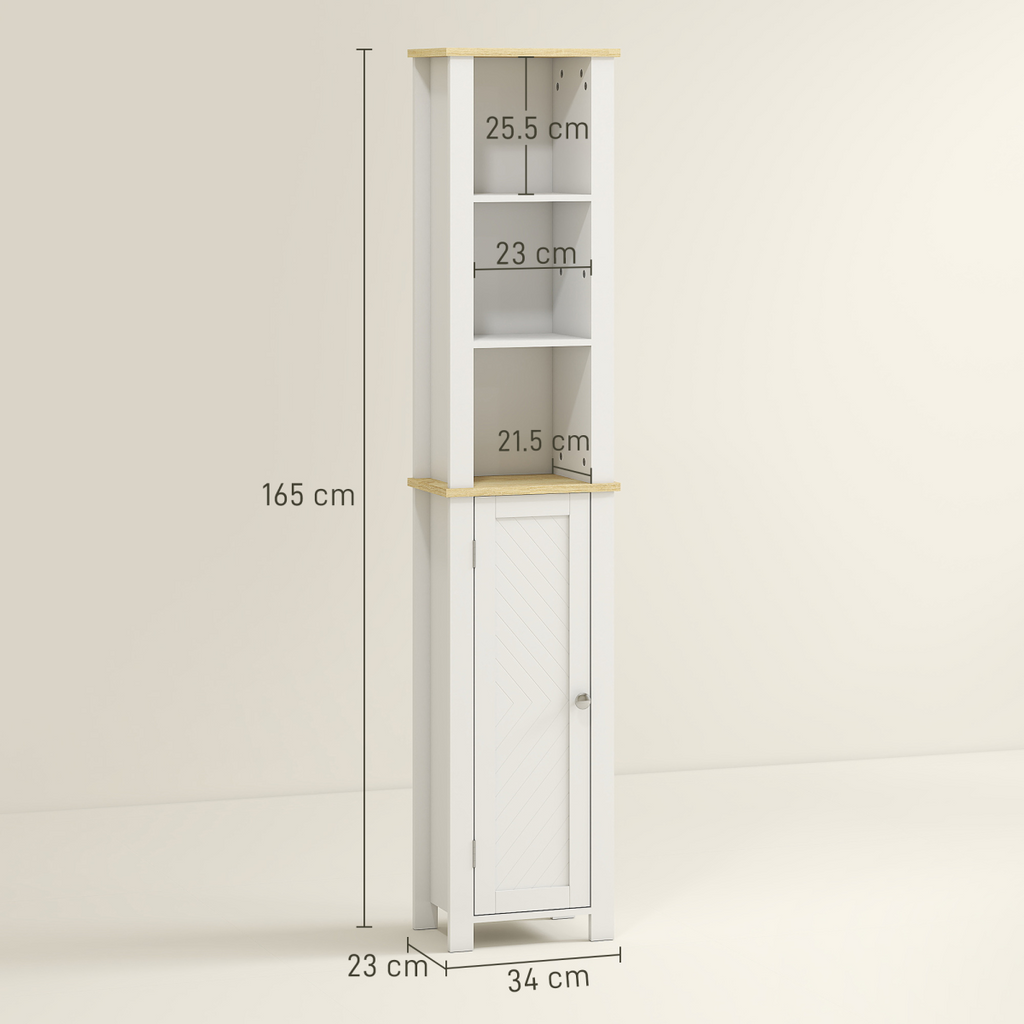 kleankin Slim Bathroom Storage Unit with Open Compartment, White
