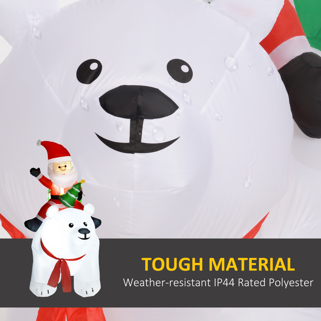 Outsunny 6.6FT Christmas Inflatable Santa Claus w/ Polar Bear for Graden