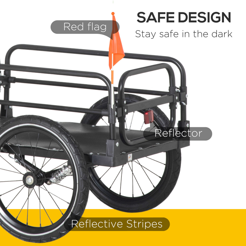 HOMCOM Bike Trailer Wagon Bicycle Cargo Trailer with Suspension, 2 Wheels, Black