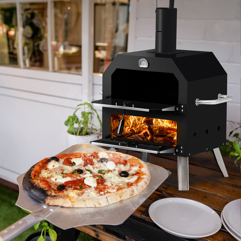 Outdoor Pizza Oven Wood Fired 2-Layer Pizza Ovens Outside Pizza Maker with Stone