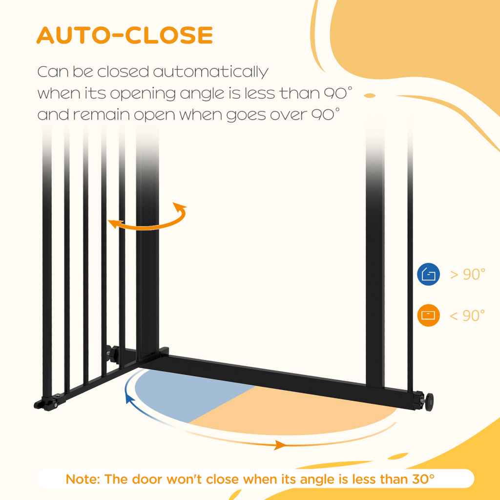 PawHut Adjustable Safety Gate with 1 Extensions and Four Adjustable Screws, Black