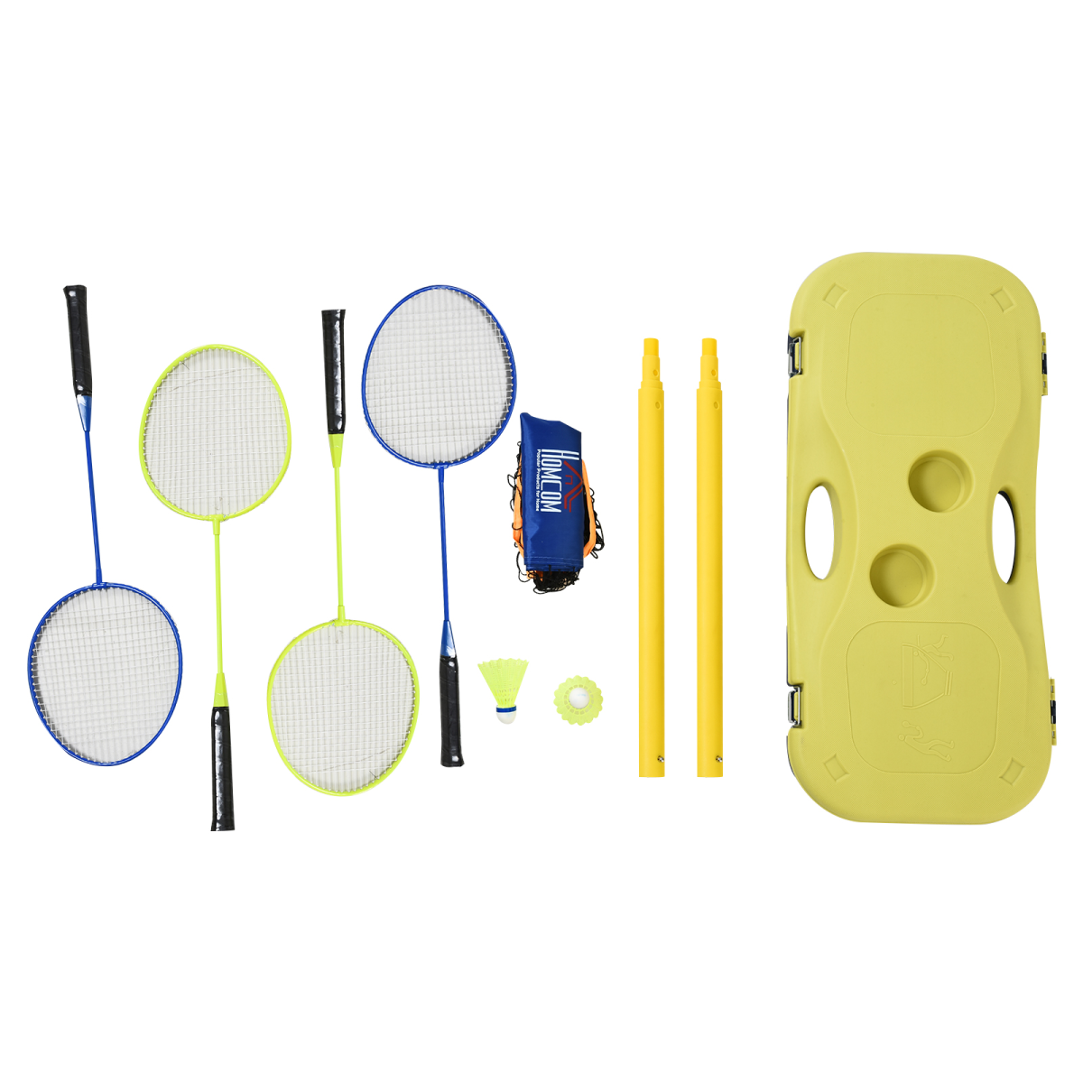 Foldable Badminton Net Set with 2 Pairs of Rackets 2 Nylon Shuttlecocks HOMCOM