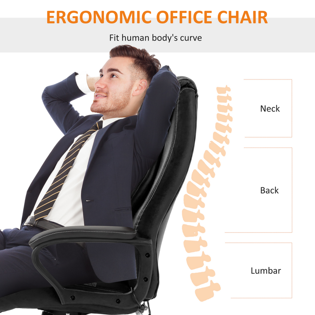 High Back 6 Points Vibration Massage Executive Office Chair, Black Vinsetto