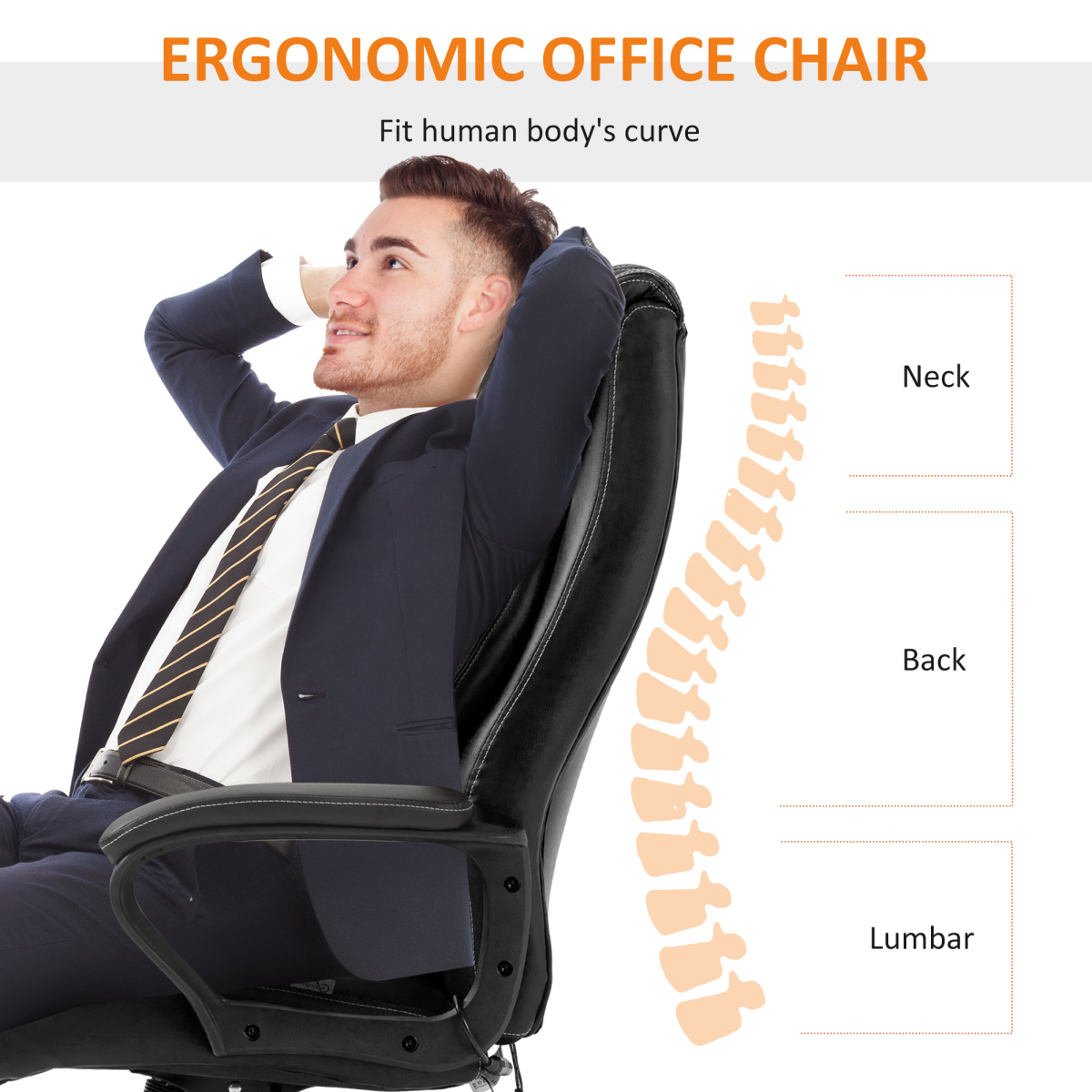 High Back 6 Points Vibration Massage Executive Office Chair, Black Vinsetto
