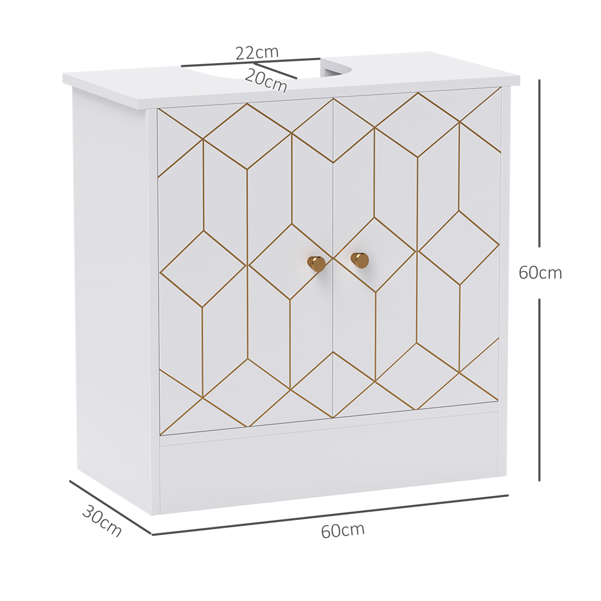 HOMCOM Bathroom Under Sink Cabinet for Basin with or without Pedestal White
