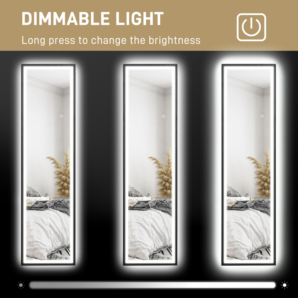 HOMCOM 150 x 40cm Full Length Mirror w/ Adjustable Lights Metal Frame Black