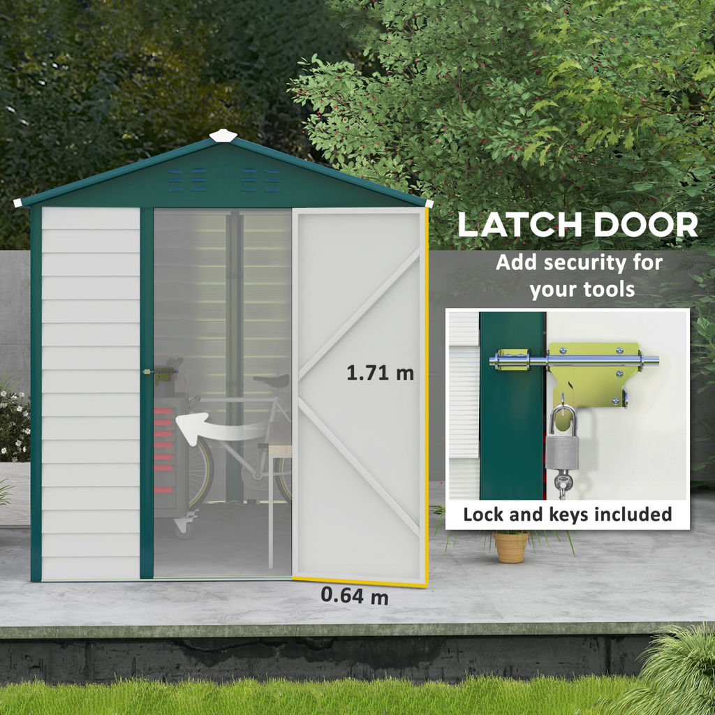 9'x6' Galvanized Metal Garden Shed Tool Storage Shed for Backyard Patio
