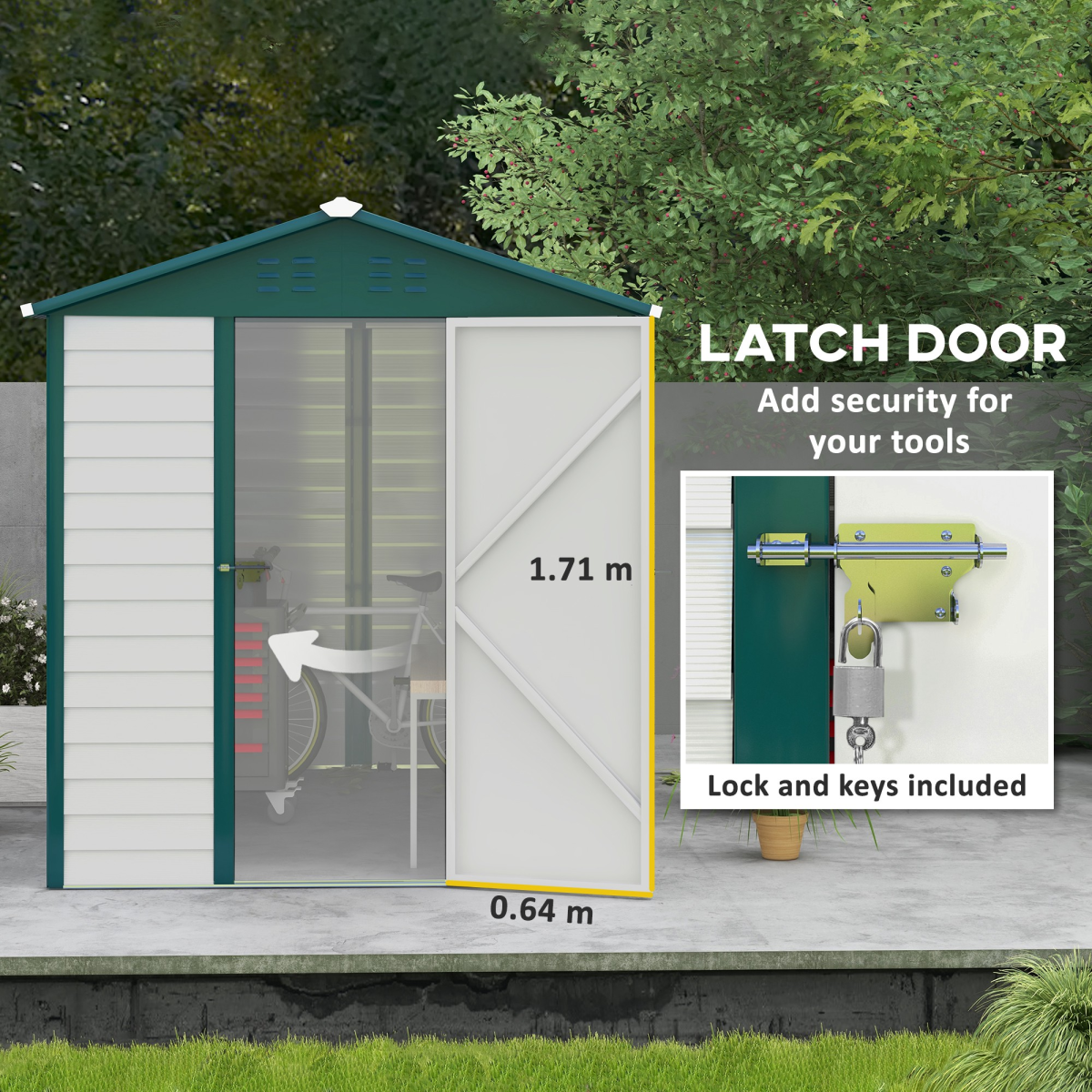 9'x6' Galvanized Metal Garden Shed Tool Storage Shed for Backyard Patio