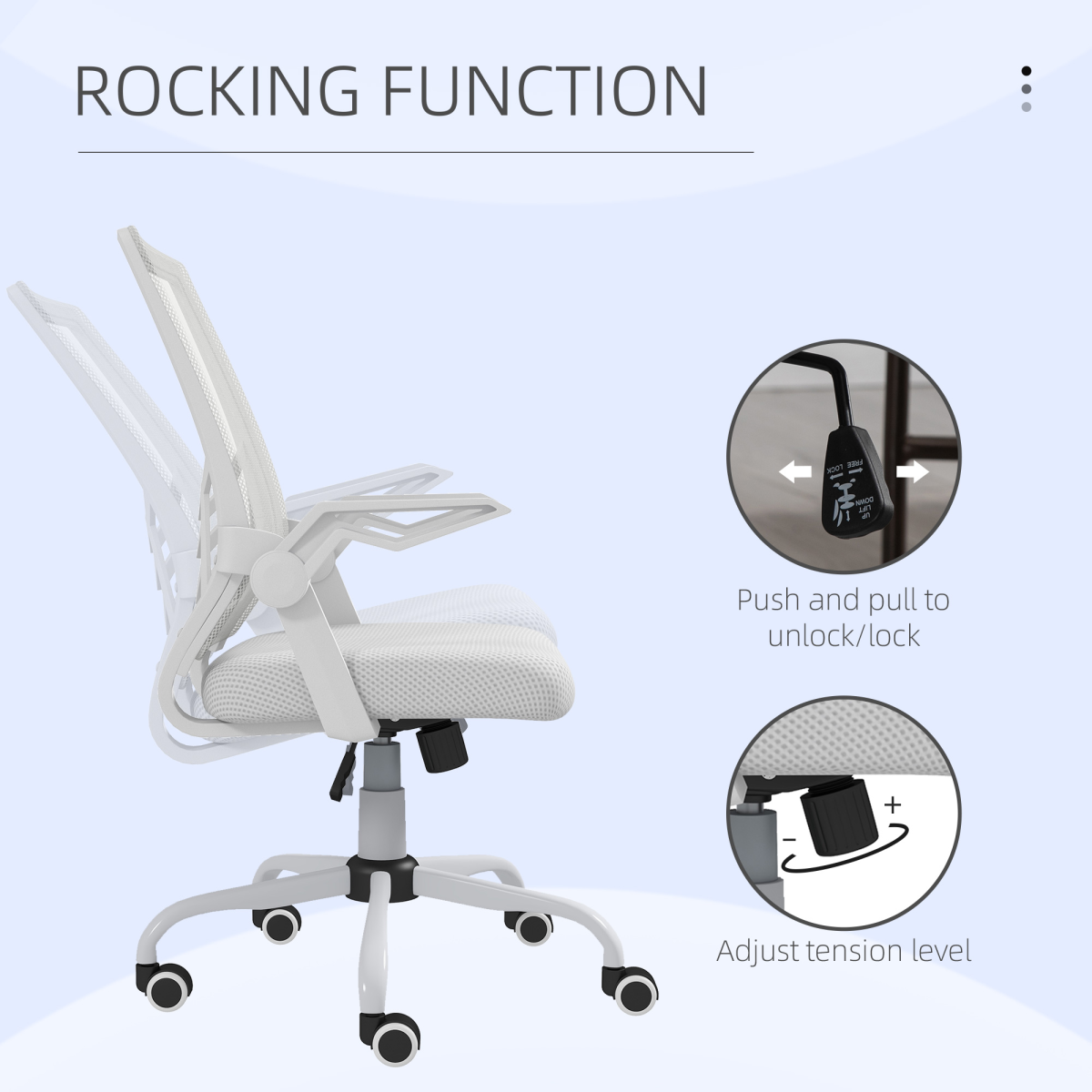 Vinsetto Mesh Swivel Office Chair Task Computer Chair with Lumbar Support, White