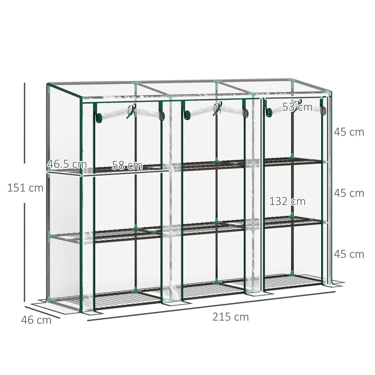 Outsunny 3 Tier Lean-to Mini Greenhouse with Plastic Cover, Clear