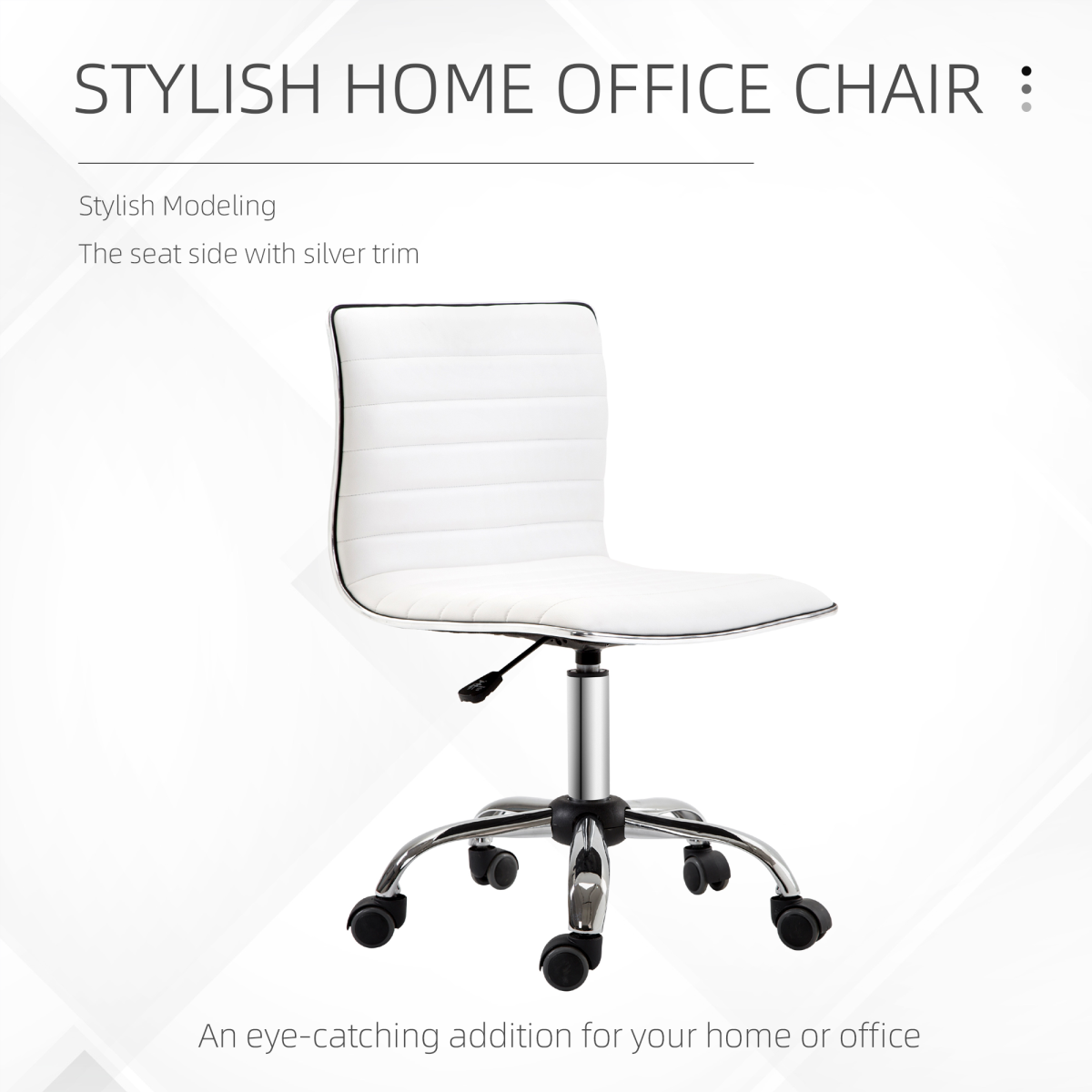 Armless Mid-Back Adjustable Office Chair 360 Swivel Ergonomic White HOMCOM