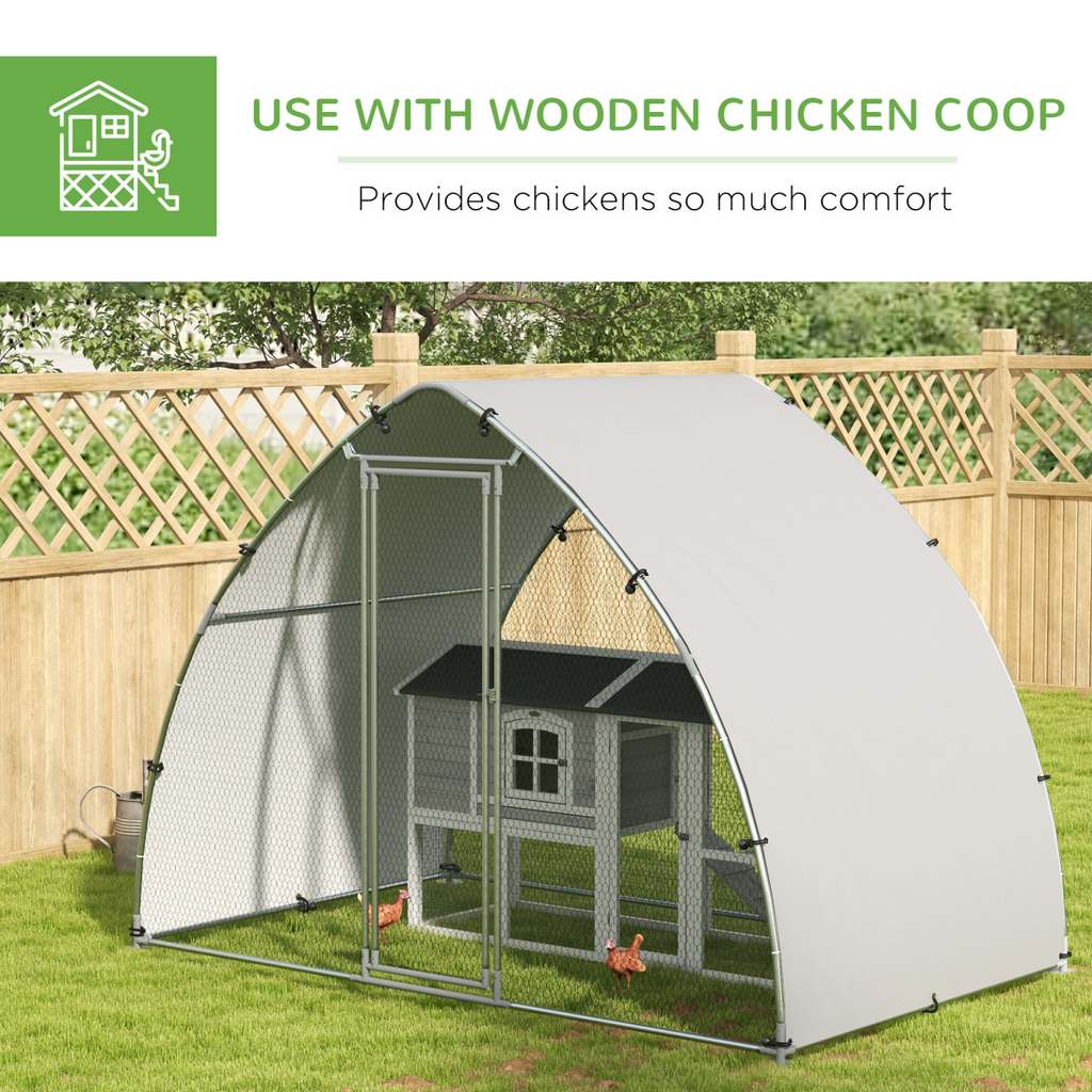 PawHut Walk-In Chicken Run with Cover, for 4-6 Chickens, 3 x 1.9 x 2.2m