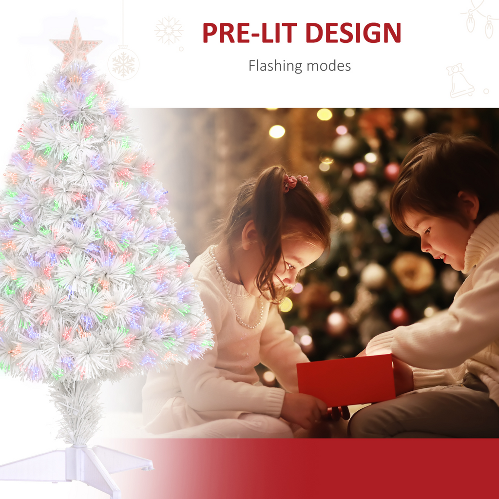 2.5FT Prelit Artificial Tabletop Christmas Tree with Fibre Table and Desk White