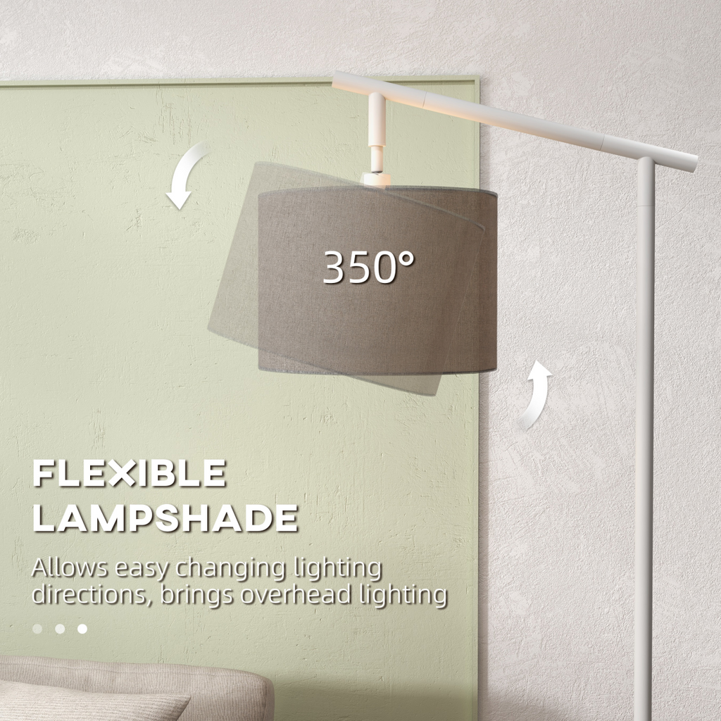 HOMCOM Floor Lamp with 350� Rotating Lampshade, LED Bulb Included, Grey