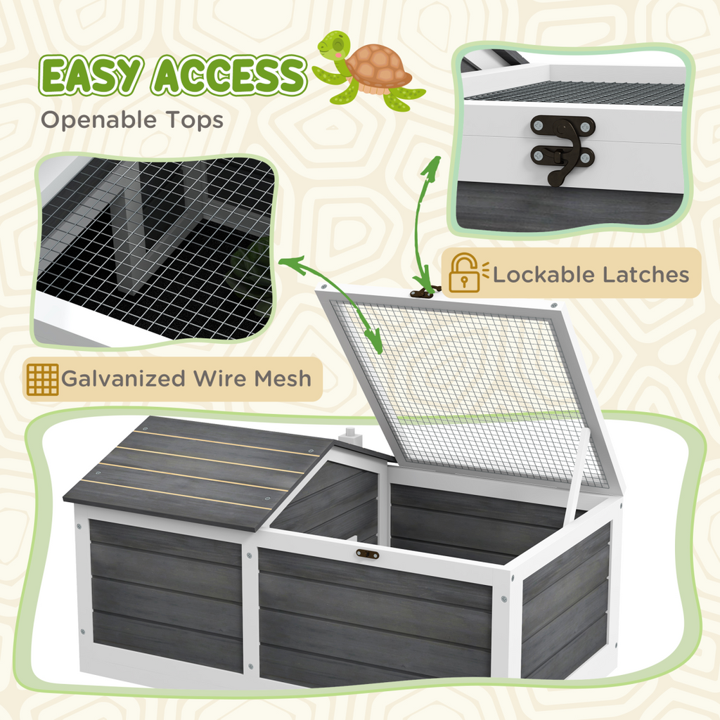 Tortoise House with Openable Top, Tray, for Indoor and Outdoor use - Grey