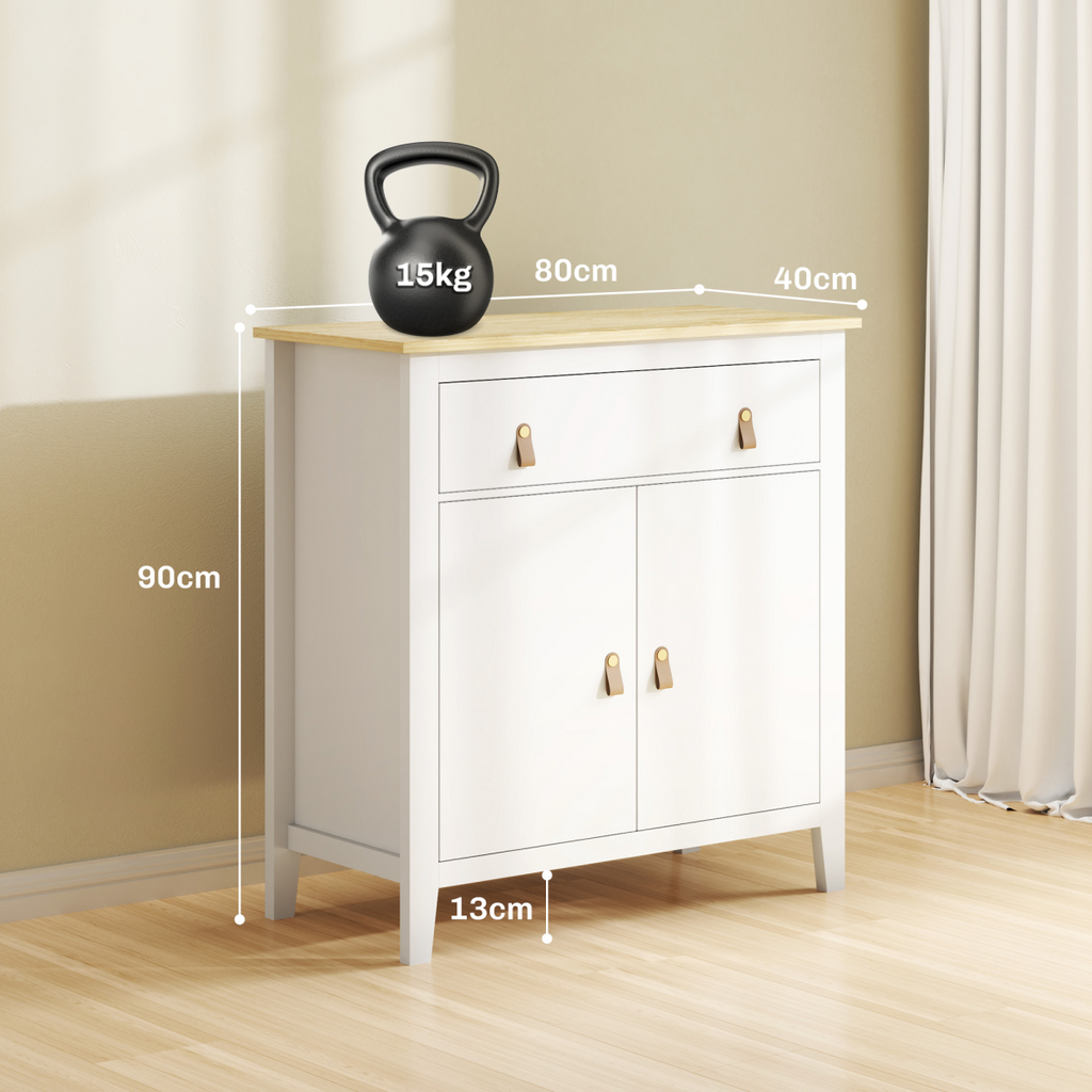 HOMCOM Sideboard with Drawer, Adjustable Shelf for Living Room, White