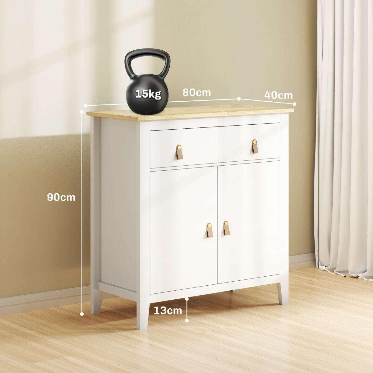 HOMCOM Sideboard with Drawer, Adjustable Shelf for Living Room, White