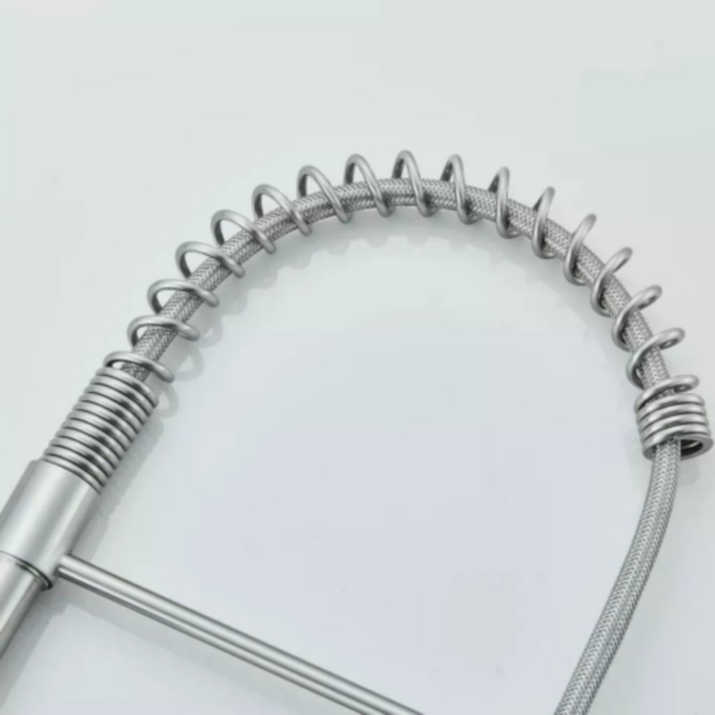 Monobloc Silver Kitchen Sink Mixer Taps with Pull Out Hose Spray Single LeverTap