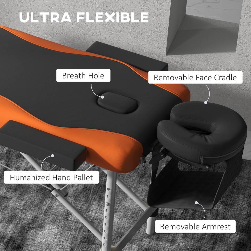HOMCOM Portable Massage Table Beauty Therapy Couch Bed Spa Aluminum Orange
