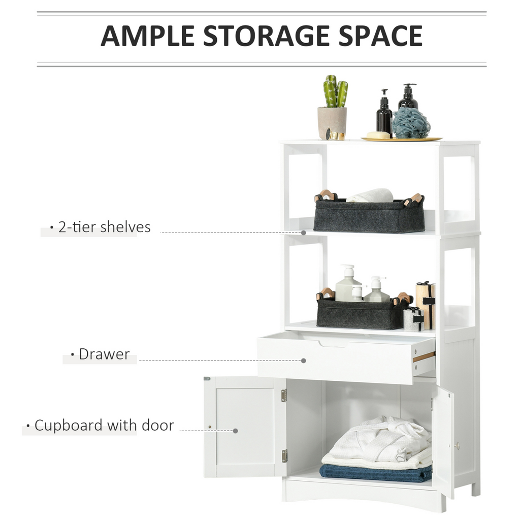 kleankin Bathroom Floor Storage Cabinet Kitchen Sideboard Standing Unit  Doors