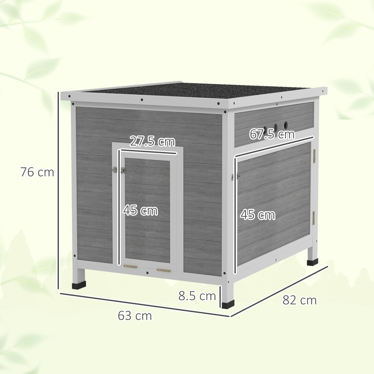 PawHut Wooden Duck House, Poultry Coop with Double Doors, Openable Roof, Grey