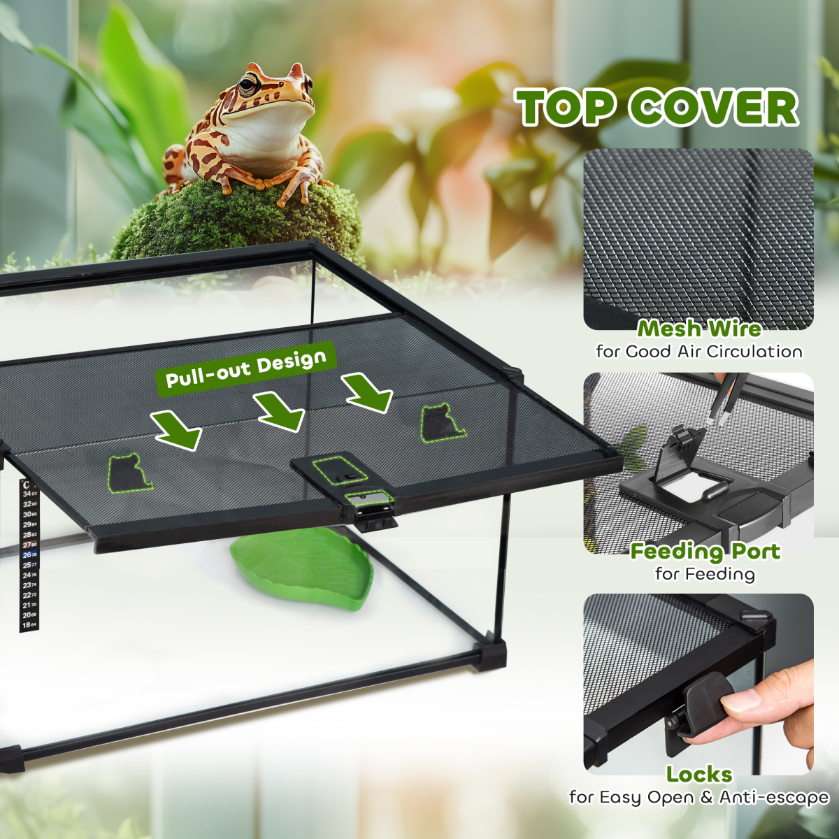 Glass Reptile Terrarium Habitats for Lizards, Frogs, Snake PawHut