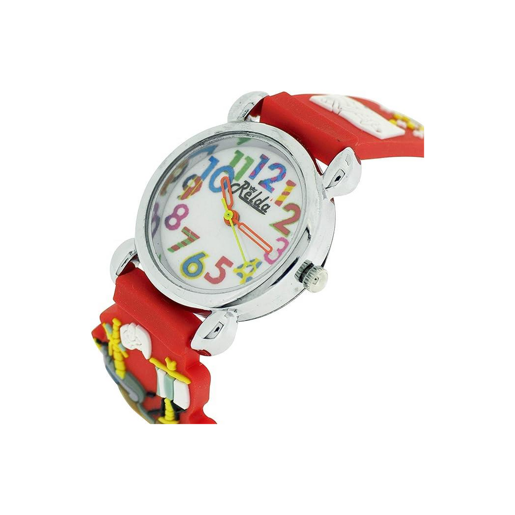 Relda Children's Big Number Analog Pirates A'hoy Red Silicone Strap Girl's Watch REL104