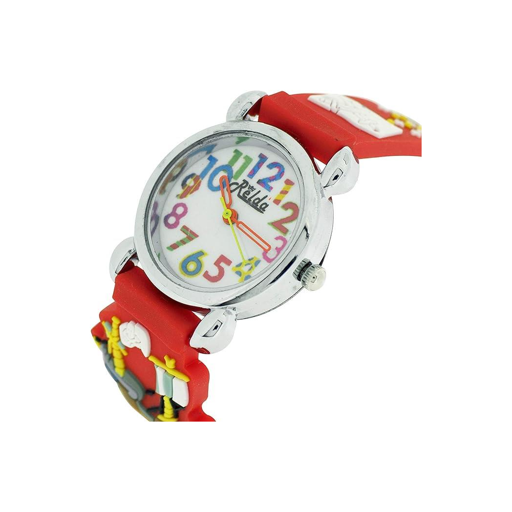 Relda Children's Big Number Analog Pirates A'hoy Red Silicone Strap Girl's Watch REL104