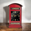 Stylish & Modern Red London Telephone Box Mantel Clock