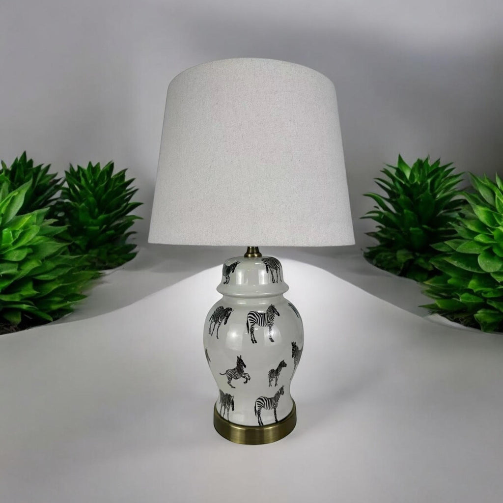 AcaciaHome Oriental Design Large Floral Ceramic Table Lamp with Drum Shade