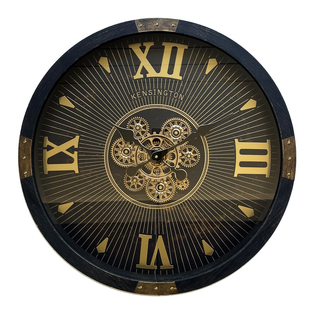 Elegant and Durable Gear Clock 64cm Black & Gold