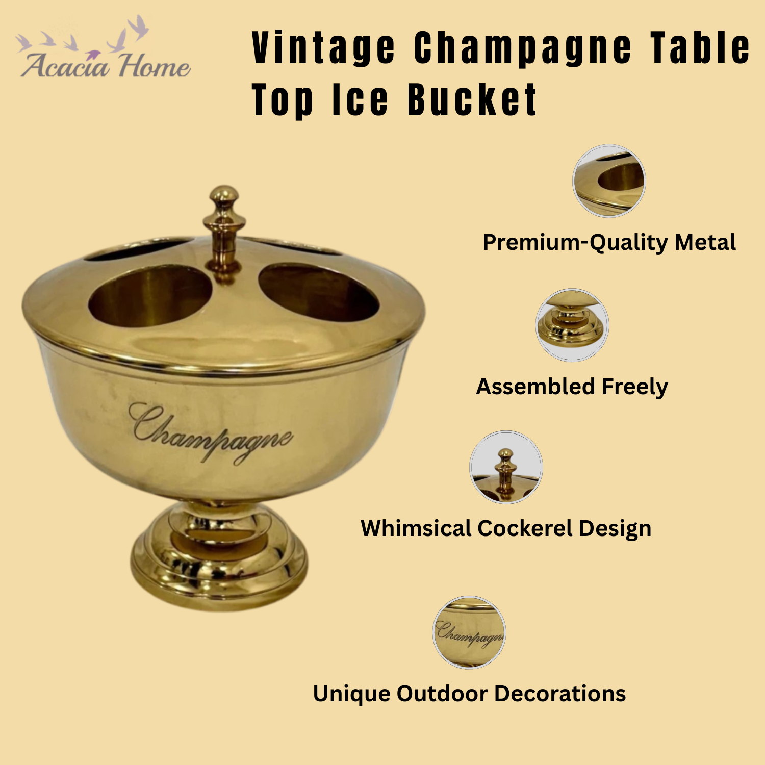 Vintage Gold 32cm Champagne Ice Bucket